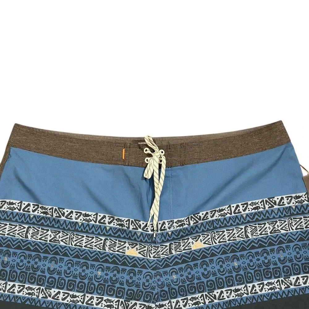 Quiksilver Waterman Board Shorts Liberty Tribal Fish Blue Gray Men's Size 44 NWT